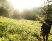 hiking in sun