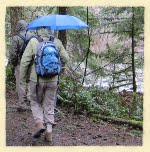 hiking with an umbrella