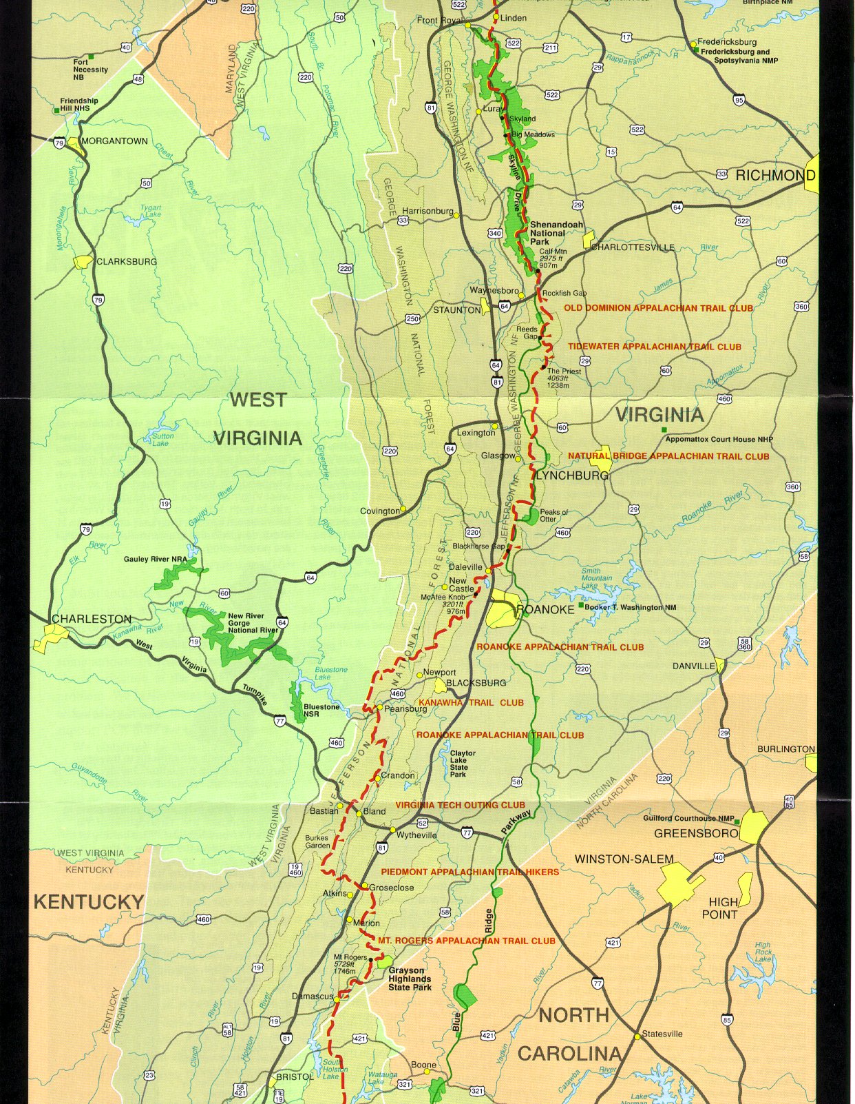 Appalachian Trail Map Through Virginia 